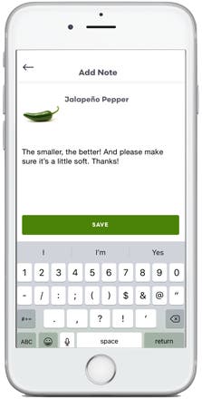 Leave product notes so your shopper gets exactly what you want, the way you want it.