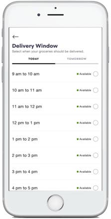 Choose a convenient delivery window, pay, and tip your shopper – all in the app.